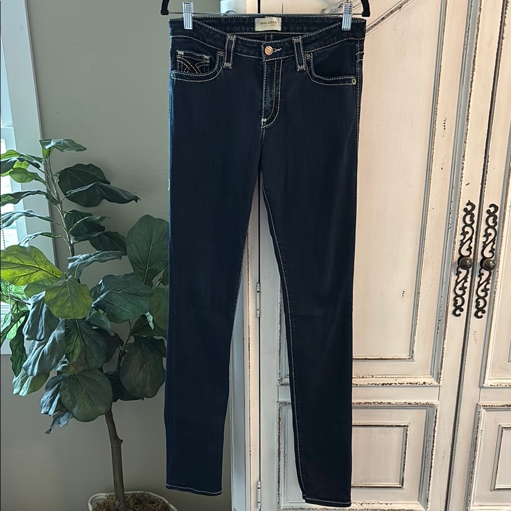 Big Star Maddie Skinny Jeans Womens 29 L Fit 29x33 Mid Rise Dark Denim Pants - Picture 3 of 11